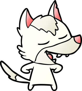 Bir insan tarafından çizilmiş gülen bir kurt.