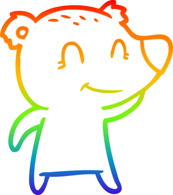 Bir insan tarafından çizilmiş gülümseyen ayı çizgi filmi.