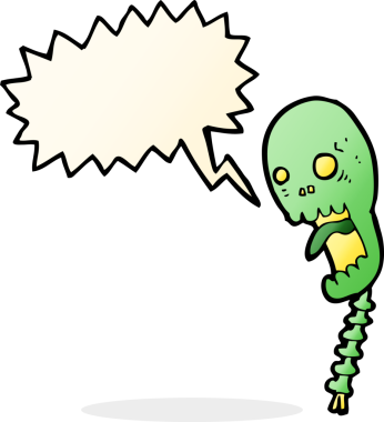 Bir insan tarafından çizilmiş komik bir kafatası.