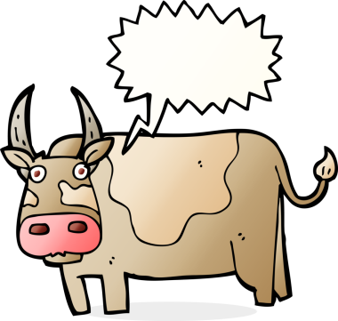 Bir insan tarafından çizilmiş konuşma balonlu çizgi film boğası.