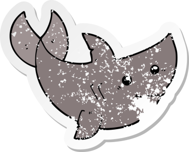 Bir insan tarafından çizilmiş bir karikatür köpekbalığının sıkıntılı çıkartması.