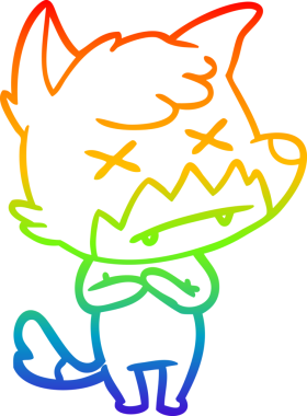 gökkuşağı gradyan çizgi çizimi bir insan tarafından çizilmiş çapraz gözlü tilki