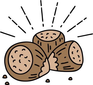 Bir insan tarafından çizilmiş geleneksel dövme stili fındık.