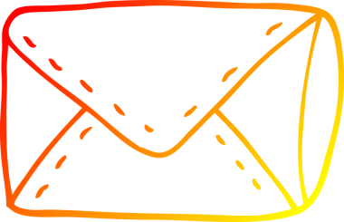 Bir insan tarafından çizilen çizgi film zarfının sıcak gradyan çizimi