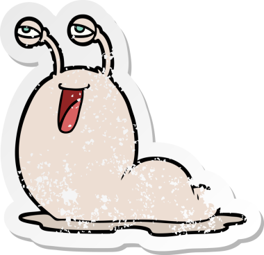 Bir insan tarafından çizilmiş iğrenç bir çizgi film sümüklüböceğinin sıkıntılı çıkartması.