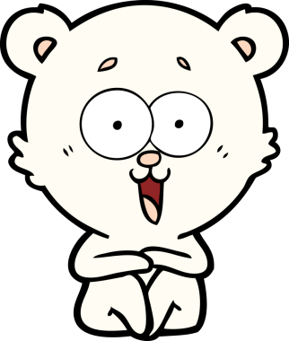 Bir insan tarafından çizilmiş gülen oyuncak ayı çizgi filmi.