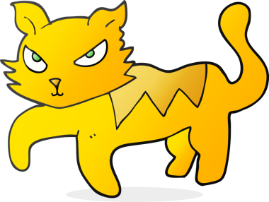 Bir insan tarafından çizilmiş serbest çizim çizgi film kedisi.