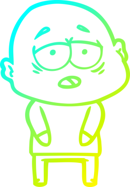 Bir insan tarafından çizilmiş, yorgun, kel bir adamın çizdiği soğuk çizgi.