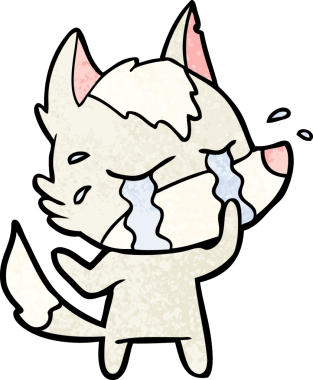 Bir insan tarafından çizilmiş ağlayan kurt çizgi filmi.