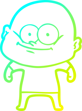 Bir insan tarafından çizilmiş, kel bir adamın soğuk çizgi çizimi.