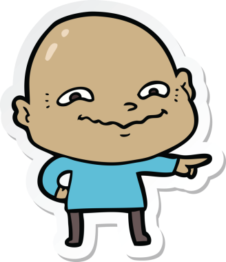 Bir insan tarafından çizilmiş garip bir adamın çıkartması.