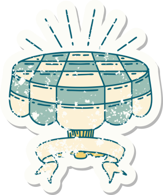 Bir insan tarafından çizilmiş dövme stili bir kafenin eski etiketi.