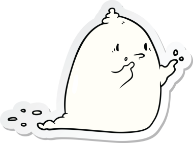 Bir insan tarafından çizilmiş ürkütücü bir hayaletin çıkartması.