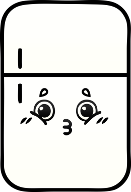 Bir insan tarafından çizilmiş bir buzdolabının gölgelenmiş karikatürü.