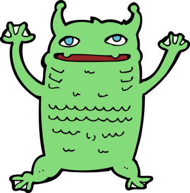 Bir insan tarafından çizilmiş küçük bir canavar.