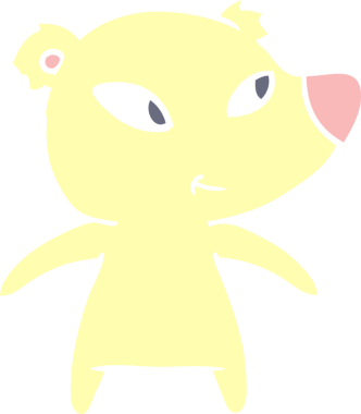 Bir insan tarafından çizilmiş şirin düz renkli çizgi film ayısı.