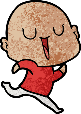 Bir insan tarafından çizilmiş mutlu, kel adam.