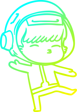 Bir insan tarafından çizilmiş soğuk gradyan çizgi çizimi meraklı bir astronot.