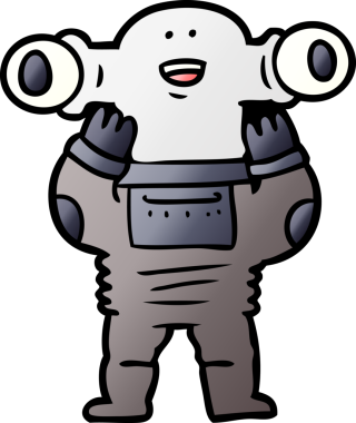 Bir insan tarafından çizilmiş dostane bir uzaylı çizgi filmi.