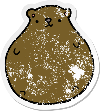 Bir insan tarafından çizilmiş karikatür ayısının sıkıntılı çıkartması.