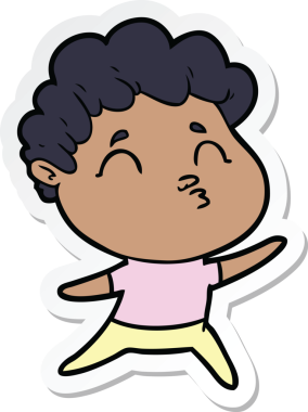 Bir insan tarafından çizilmiş karikatür adamın çıkartması.