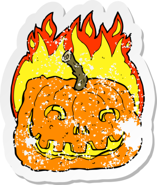 Bir insan tarafından çizilmiş yanan balkabağı çizgi filminin gerilimli yapıştırması.