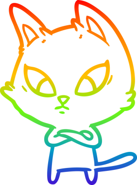 Bir insan tarafından çizilmiş kafası karışmış çizgi film kedisinin çizimi.