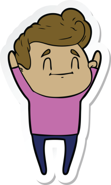 Bir insan tarafından çizilmiş mutlu bir çizgi film karakterinin çıkartması.