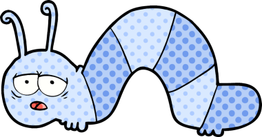 Bir insan tarafından çizilmiş yorgun bir tırtıl.