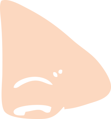 Bir insan tarafından çizilmiş düz renk çizim karikatürü burnu