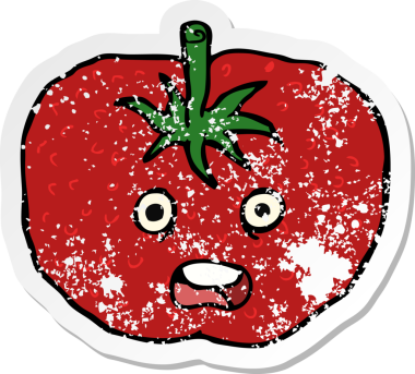 Bir insan tarafından çizilmiş bir domatesin gerilimli çıkartması.