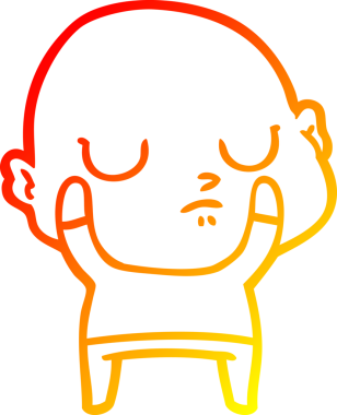 Bir insan tarafından çizilmiş kel bir adamın sıcak çizgi çizimi.