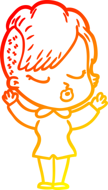 Bir insan tarafından çizilmiş güzel hippi bir çizgi film çizimi.