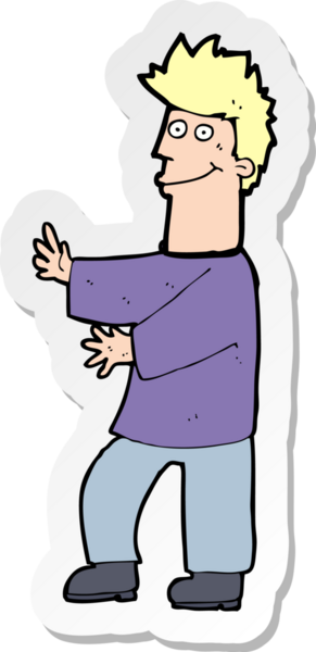 Bir insan tarafından çizilmiş mutlu bir adamın çıkartması.