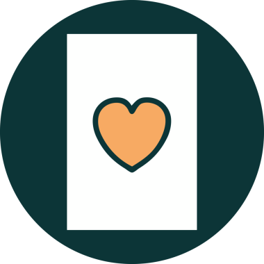 Bir insan tarafından çizilmiş kupa asının ikonik dövme şekli.