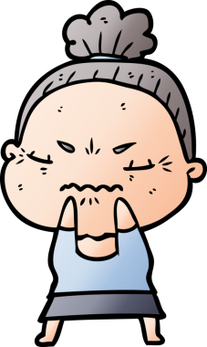 Çizgi film bir insan tarafından çizilmiş yaşlı bir kadın tarafından rahatsız edildi.