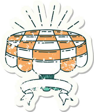 Bir insan tarafından çizilmiş dövme stili bir kafenin eski etiketi.