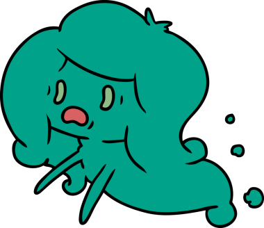 Bir insan tarafından çizilmiş kawai korkunç hayaletinin serbest çizimi.