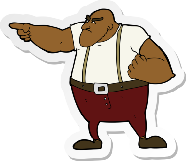 Bir insan tarafından çizilmiş kızgın, sert bir adamın çıkartması.