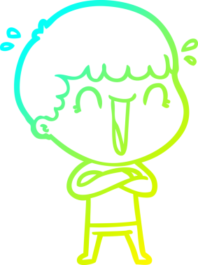 Bir insan tarafından çizilmiş gülen bir çizgi film karakterinin soğuk gradyan çizgisi.