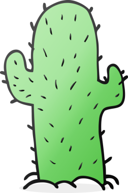 Bir insan tarafından çizilmiş karikatür kaktüsü.