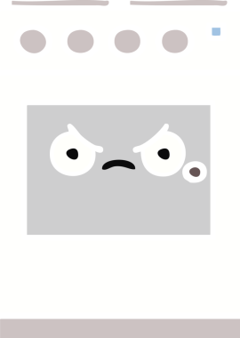 Bir insan tarafından çizilmiş mutfak fırınının düz renkli retro karikatürü