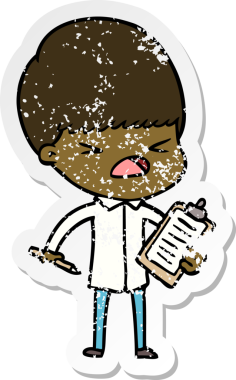 Bir insan tarafından çizilmiş stresli bir çizgi film çıkartması.