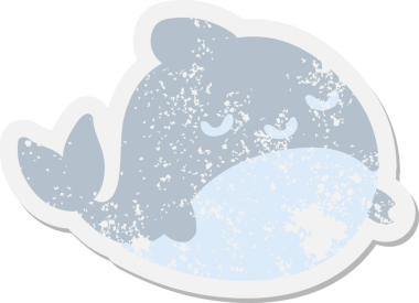 Bir insan tarafından çizilmiş balina grunge etiketi.