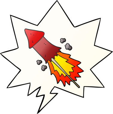 bir insan tarafından çizilmiş yumuşak eğimli konuşma baloncuğu ile çizgi film havai fişekleri