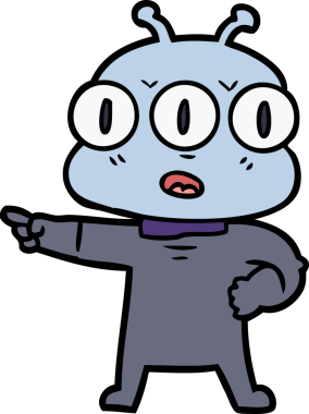 Bir insan tarafından çizilmiş üç gözlü uzaylı çizgi filmi.