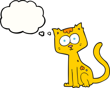 Bir insan tarafından çizilmiş serbest çizim baloncuk çizgi film kedisi.