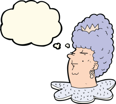 Bir insan tarafından çizilmiş düşünce balonlu kraliçe kafası.