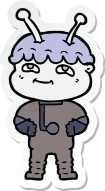 Bir insan tarafından çizilmiş dost canlısı bir uzay adamının çıkartması.