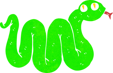 Bir insan tarafından çizilmiş komik çizgi film yılanı.